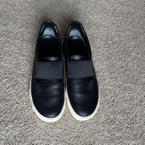 Vince Black Leather Slip-On Women's Sneakers